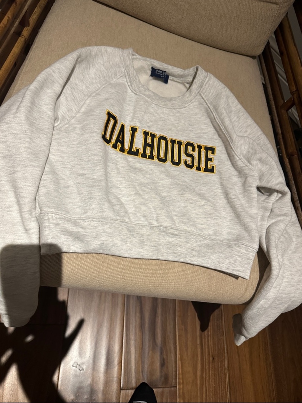 Varsity Gray Crewneck Sweatshirt with Black and Gold 'DALHOUSIE' Lettering